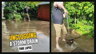 0472  Time Lapse  Unclogging a storm drain after heavy rain in Germany [upl. by Ijan942]