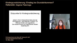 Dagmar Paternoga Kindergrundsicherung Einstieg ins Grundeinkommen [upl. by Anerahs419]