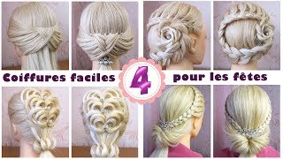 4 Coiffures faciles pour les fêtesNoël 💫 cheveux longmi long 💫 Easy Prom Hairstyles [upl. by Ayik801]