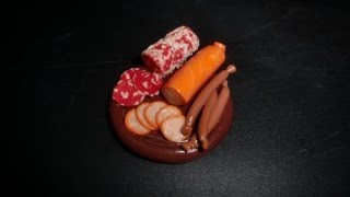 FIMO Wurstplatte Polymer Sausage Platter  Tutorial HDdeutsch ENSub [upl. by Nesmat]