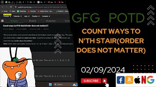 Count ways to Nth StairOrder does not matter  gfg potd today  POTD  GFG Problem  C [upl. by Ira755]