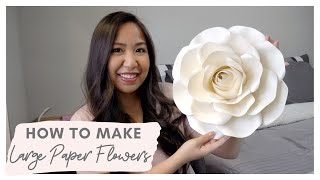 DIY LARGE PAPER FLOWERS ❀ CRICUT IS OPTIONAL  files can be found on Etsy [upl. by Eekcaj449]