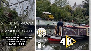 London Virtual Tour St John’s Wood To Camden via Regents Canal walkwithro [upl. by Ynney]