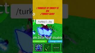 Roblox blox fruit travelering to Turkey to use the lucky command bloxfruits turkey [upl. by Anayi]