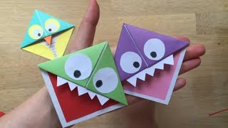 Easy Paper Monster amp Owl Corner Bookmarks [upl. by Lihka241]