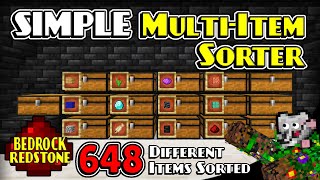 Simple Multi Item Sorter  Minecraft Bedrock Redstone Tutorial  MCPE XBOX PS [upl. by Lohner378]