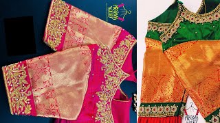 Latest maggam work blouse designs for pattu sarees  aari work designs pattu saree blouse designs [upl. by Hctub]