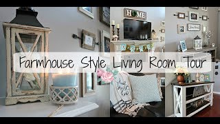 Farmhouse Style Living Room Tour 2017 Living Room Design Makeover [upl. by Minna]