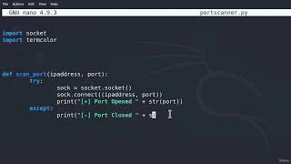 34 Coding a Port Scanner in Python 3  Network Security Programming [upl. by Ladnor933]