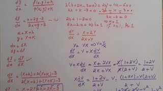 Lecture 7 Equations Reducible to Homogeneous form  Solution of Differential Equations [upl. by Harrison]