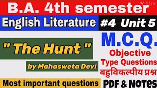 the hunt by mahasweta devi MCQS summary  English Literature  BA 4th Semester 2023  MCQS Facts [upl. by Braca]