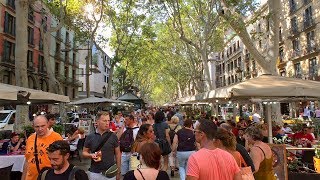 LA RAMBLA  Barcelona Summer Walk [upl. by Attevad756]