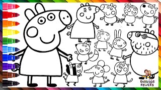 Dibuja y Colorea A Peppa Pig Su Familia Y Amigos 🐷🐱🐑🐰🐶🐴🦓🦊🐘 Dibujos Para Niños [upl. by Janie715]