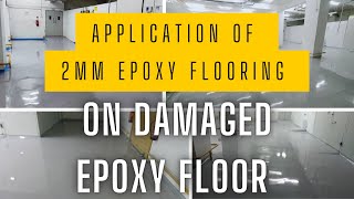 Epoxy Flooring Makeover Restoring a Damaged Epoxy Floor by Applying 2mm Epoxy [upl. by Shedd]