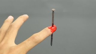 Realistic Nail Through Finger Magic Trick Awesome Magic Trick [upl. by Ailerua]