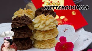 How to make Jenny Butter Cookies  Melt in your mouth butter cookies  珍妮曲奇食谱入口即化牛油花曲奇CNY Cookie [upl. by Naes]