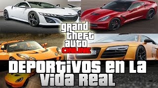 GTA V Online  Los Deportivos en la Vida Real  Jester 9F Coquette Lotus y mas [upl. by Gus]