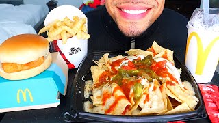 ASMR MCDONALDS DEL TACO CHEESEBURGER OREO MCFLURRY ICE CREAM CHEESY NACHOS FRIES MUKBANG JERRY [upl. by Garfinkel]