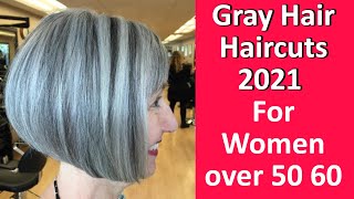 Beautiful Gray HAIR Haircuts 2021 For Women over 50 60 [upl. by Edak]