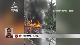 KSRTC bus  Tar mixing truck accident at Kottarakkara  4 Injured [upl. by Nwhas]