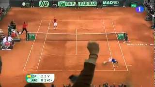 2011 Davis Cup by BNP Paribas Incredible point between Rafa Nadal and Pico Monaco [upl. by Kimber]