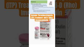 Immune Thrombocytopenia ITP Treatment AntiD Rho Immunoglobulin immunethrombocytopenia itp [upl. by Aerdnad]