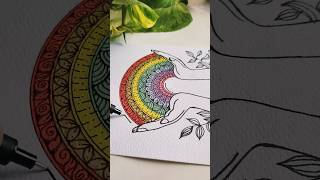 Draw an easy mandala with me 😍🌈✨✨ art shorts drawing pastel colors [upl. by Ahtaela315]