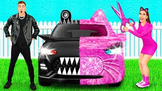 Pink Car vs Black Car Challenge  Crazy Challenge by 4Teen [upl. by Chlores]