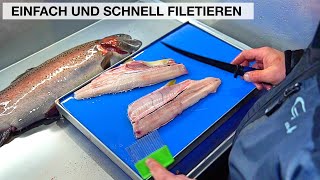 Forellen filetieren ohne Gräten  EINFACH und SCHNELL  TIPPS vom Profi [upl. by Justen]