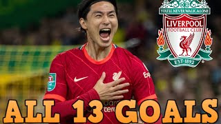 Takumi Minamino  All 13 Goals for Liverpool so far  20202022 [upl. by Ardnekat]