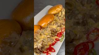 Philly Cheese Steak Burger🍔🤤 foodie burger cheese cheeseburger food foodlover [upl. by Mannos]