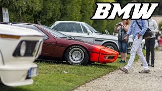 BMW display at Chantilly concours 2016 M1 CSL 328 airplane bikes 750 [upl. by Doowyah834]