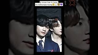 JK knows how to tease his taehyungie hyungie😂👀🙈🐰🐯💜taekook taekookloveforever btsarmy btsshorts [upl. by Muraida]