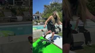 Avril Lavigne skateboarding with Tony Hawk 2021 [upl. by Wilfreda949]