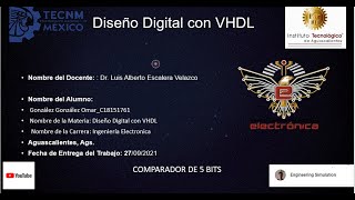 COMPARADOR DE 5 BITS VHDL [upl. by Jonna]