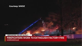 Firefighters work to extinguish factory fire in Hopkinsville [upl. by Wistrup]