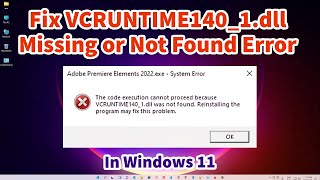 How To Fix VCRUNTIME1401dll Missing or Not Found Error in Windows 11 PC or Laptop [upl. by Ellebana865]