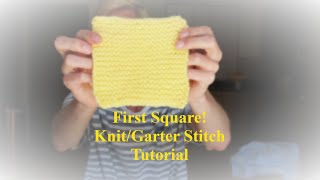 Fun and Easy Basic KnitGarter Stitch Tutorial The First Square of a Patchwork Blanket [upl. by Ahsenot58]