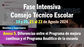 idM Fase Intensiva 2425 Anexo 5 Diferencias entre los Programas de Mejora Continua y Analítico [upl. by Grefe]