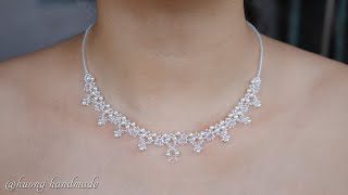 DIY elegant beaded necklace Wedding necklace tutorial [upl. by Gould]