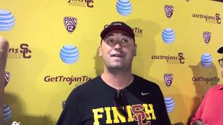 USC coach Steve Sarkisian postpractice 81215 [upl. by Stutzman657]