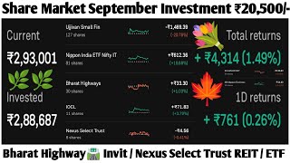 Share Market September Investment ₹20500  IRB Invit  Bharat Highway Invit  Nexus Select REITs [upl. by Hudnut31]