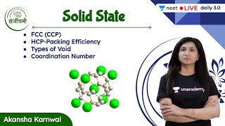 FCC CCP HCP Packing Efficiency CN  Solid State  L6  Unacademy NEET  Akansha Karnwal [upl. by Orfurd]