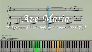 Ave Maria  BachGounod  Piano Sheet Music [upl. by Atnamas836]