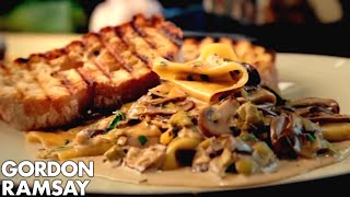 Mushroom Leek and Tarragon Pasta  Gordon Ramsay [upl. by Hairahcez]