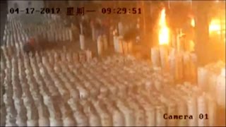 Footage Gas cylinders explode at facility in east China [upl. by Hulbard]