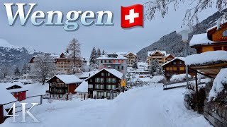 Snowy Winter Landscape Wengen ❄️ Switzerland 🇨🇭 Strolling in the Scenic Mountain Panorama ASMR 4K [upl. by Lais]