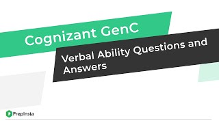 Cognizant GenC Verbal Ability Questions and Answers [upl. by Cedric54]