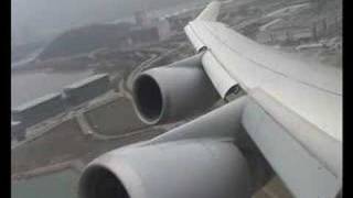 LH 747400 Takeoff Hong Kong [upl. by Nodnarbal]