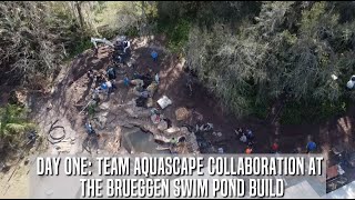 Day One Team Aquascape Collaboration at the Brueggen Swim Pond Build [upl. by Ative]